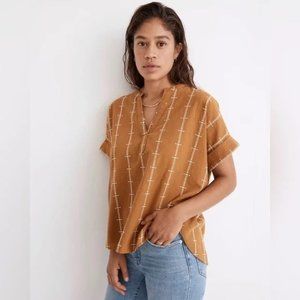 Madewell lakeline popover shirttail top in jacquard stripe